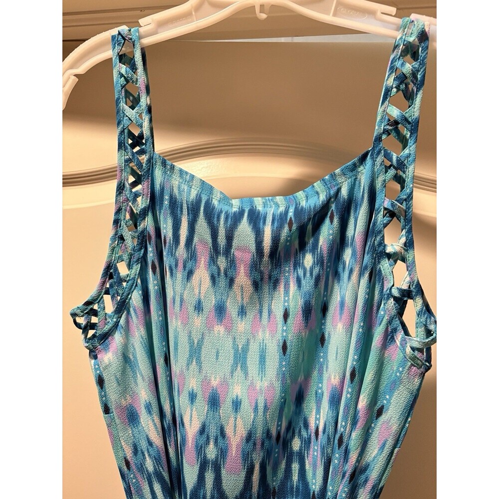 Women's Dotti Dress Size 10 Blue Tie Die Vibe Sleeveless Summer Vintage 90s Boho - Picture 12 of 14
